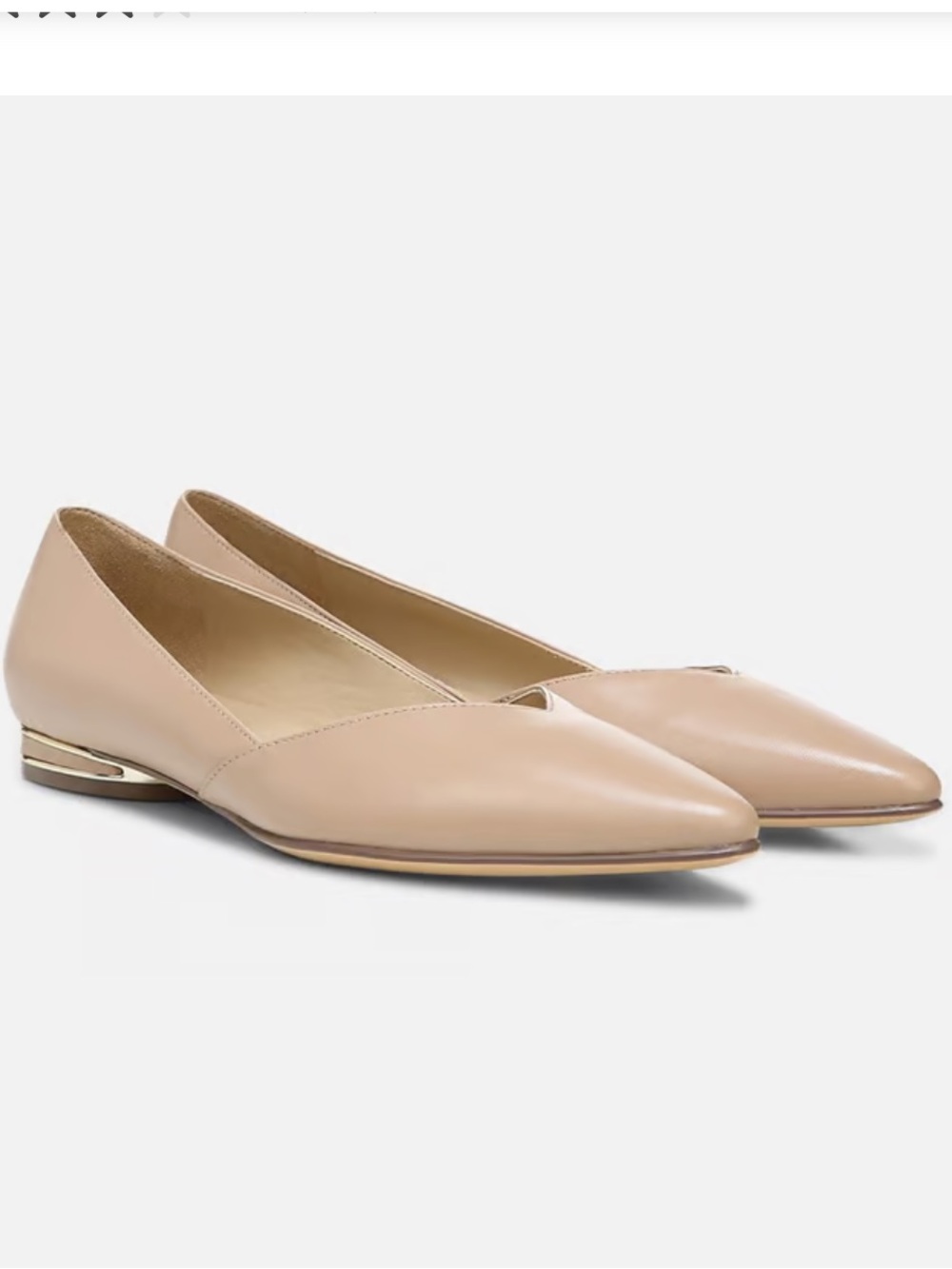 Naturalizer Havana Nude Pointed Toe Flats with Metallic Heel Accent Size 7